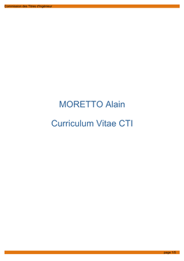 MORETTO Alain Curriculum Vitae