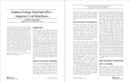 Evolution of Exchange Traded Funds (Etfs) – Comparison U.S