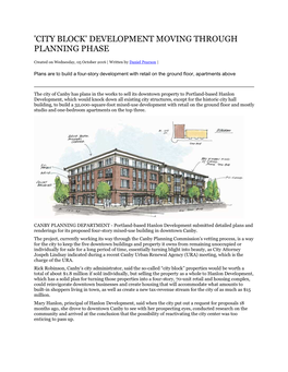 'City Block' Development Moving Through Planning Phase