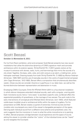 Scott Benzel October 11-November 6, 2011