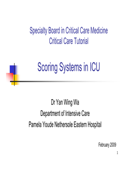 Scoring Systems in ICU