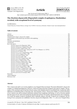 The Elachista Dispunctella (Duponchel) Complex (Lepidoptera, Elachistidae) Revisited, with Exceptional Level of Synonymy