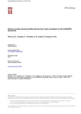 Electron Number Density Profiles Derived from Radio Occultation on the CASSIOPE Spacecraft