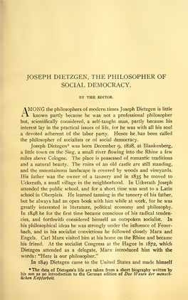 Joseph Dietzgen, the Philosopher of Social Democracy