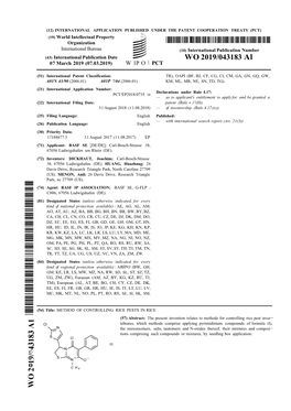 WO 2019/043183 Al 07 March 2019 (07.03.2019) W 1P O PCT