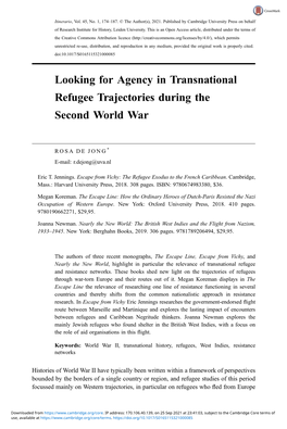 Looking for Agency in Transnational Refugee Trajectories During the Second World War