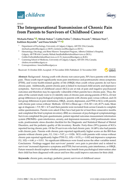 The Intergenerational Transmission of Chronic Pain from Parents to Survivors of Childhood Cancer
