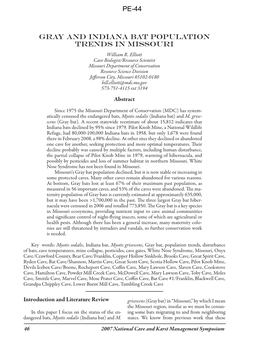 GRAY and Indiana BAT POPULATION TRENDS in MISSOURI PE-44