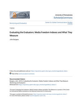 Media Freedom Indexes and What They Measure