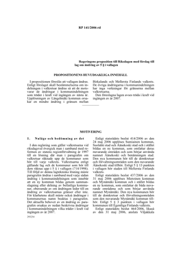 RP 141/2006 Rd I Propositionen Föreslås Att Vallagen