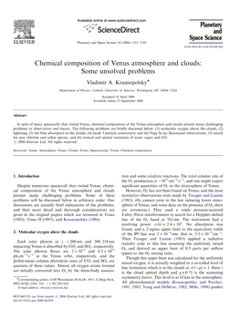 Chemical Composition of Venus Atmosphere and Clouds: Some Unsolved Problems