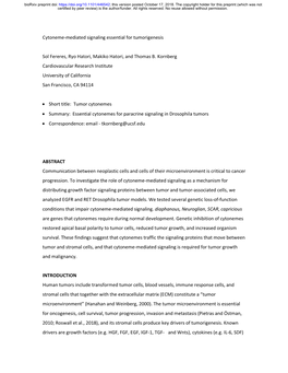 Cytoneme-Mediated Signaling Essential for Tumorigenesis