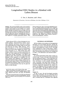 Longitudinal EEG Studies in a Kindred with Lafora Disease