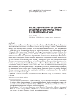 The Transformation of German Consumer Cooperatives After the Second World War