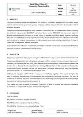 Anti-Corruption Policy Compliance Pages 1/14