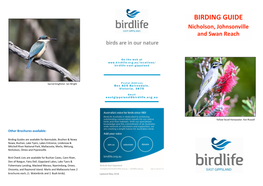 BIRDING GUIDE Nicholson, Johnsonville and Swan Reach