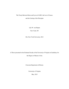 The Treaty Between Rome and Lycia of 46 BC, the Law of Caesar