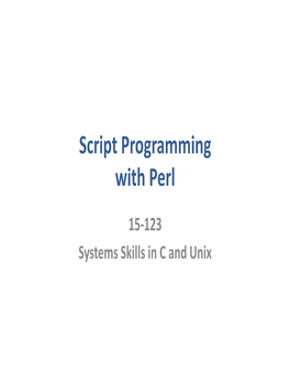 Script Programming with Perl