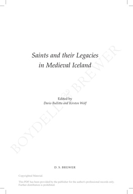 Saints and Their Legacies in Medieval Iceland