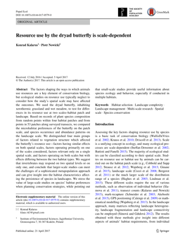 Resource Use by the Dryad Butterfly Is Scale-Dependent