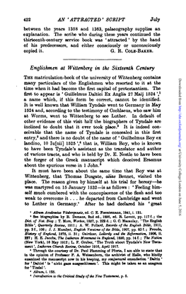 Englishmen at Wittenberg in the Sixteenth Century