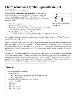 Chord Names and Symbols (Popular Music) from Wikipedia, the Free Encyclopedia