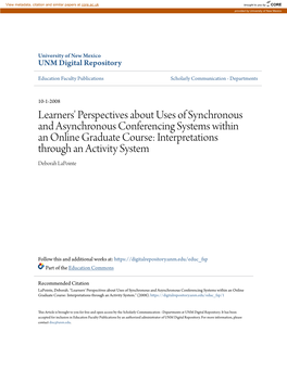 Learners' Perspectives About Uses of Synchronous and Asynchronous