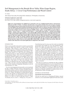 Soil Management in the Breede River Valley Wine Grape Region, South Africa