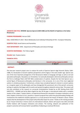 Sperone Speroni (1500-1588) and the Rebirth of Sophistry in the Italian Renaissance