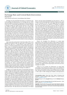 Exchange Rate and Central Bank Intervention Wong Hock Tsen* School of Business and Economics, Universiti Malaysia Sabah, Malaysia