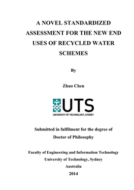 A Novel Standardized Assessment for the New End Uses of Recycled Water Schemes