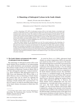 A Climatology of Subtropical Cyclones in the South Atlantic