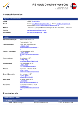 FIS Nordic Combined World Cup Lillehammer (NOR) 04.12.2020 - 06.12.2020