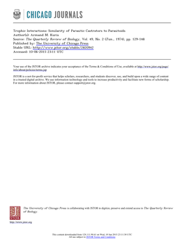 Trophic Interactions: Similarity of Parasitic Castrators to Parasitoids Author(S): Armand M