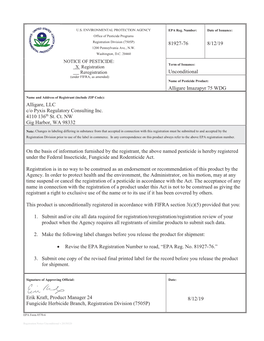 US EPA, Pesticide Product Label, Alligare Imazapyr 75 WDG,08/12/2019