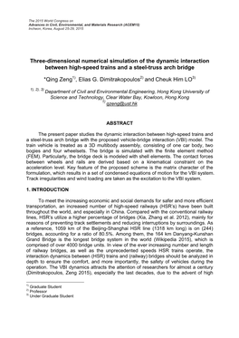 Three-Dimensional Numerical Simulation of the Dynamic Interaction Between High-Speed Trains and a Steel-Truss Arch Bridge