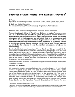 Seedless Fruit in 'Fuerte' and 'Ettinger' Avocado1