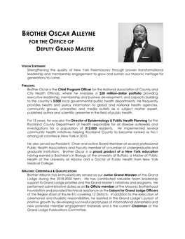 Brother Oscar Alleyne for the Office of Deputy Grand Master