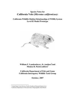 Spatial Model Prototype for California Vole