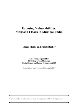 Exposing Vulnerabilities: Monsoon Floods in Mumbai, India