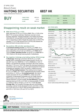 Haitong Securities 6837 HK BNP PARIBAS Judy Zhang