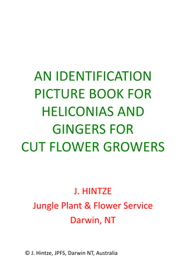 An Identification Picture Book for Heliconias and Gingers for Cut Flower Growers