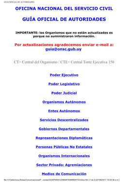 Guia Oficial De Autoridades Oficina Nacional Del Servicio Civil