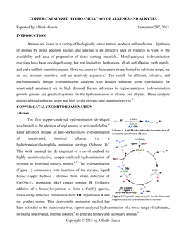 Copper-Catalyzed Hydroamination of Alkenes and Alkynes