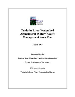 Tualatin River Watershed Agricultural Water Quality Management Area Plan