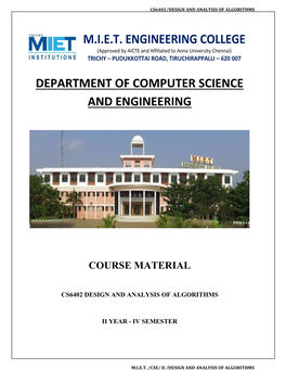 Cs6402 Design and Analysis of Algorithms