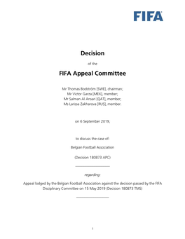 Decision FIFA Appeal Committee