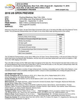 2016 Us Open Preview