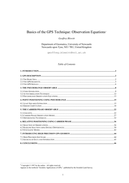 Basics of the GPS Technique: Observation Equations§