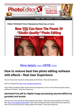 How to Remove Best Free Photo Editing Software with Effects - Real User Experience